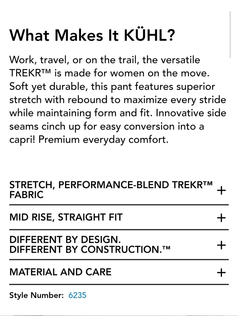 Kuhl Trekr Pants Charcoal Mid-rise Straight Leg Convertible Pants-Capris Size 4 - Picture 16 of 16